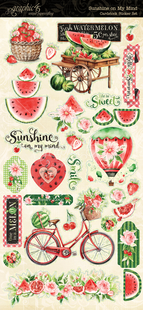 Graphic 45 Sunshine on my Mind Cardstock Sticker Set (4502841) (DISCONTINUED)