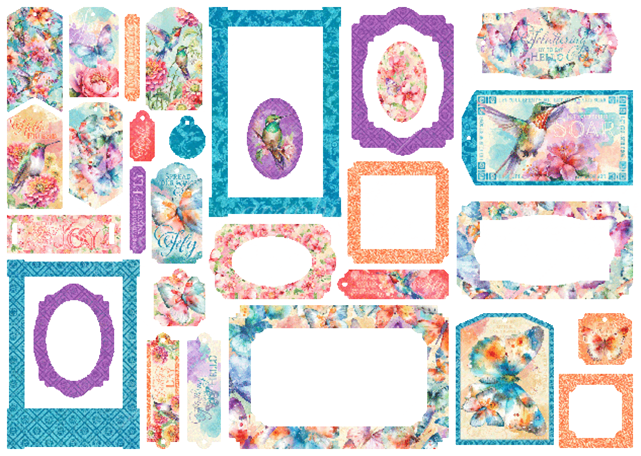 Graphic 45 Flight of Fancy Chipboard Tags & Frames (4502858) (DISCONTINUED)