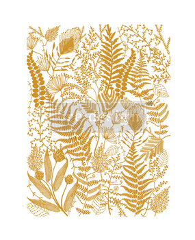 Re-Design with Prima Kacha Gold Foil Foliage Finesse 18x24 Inch Decor Transfers (669775)