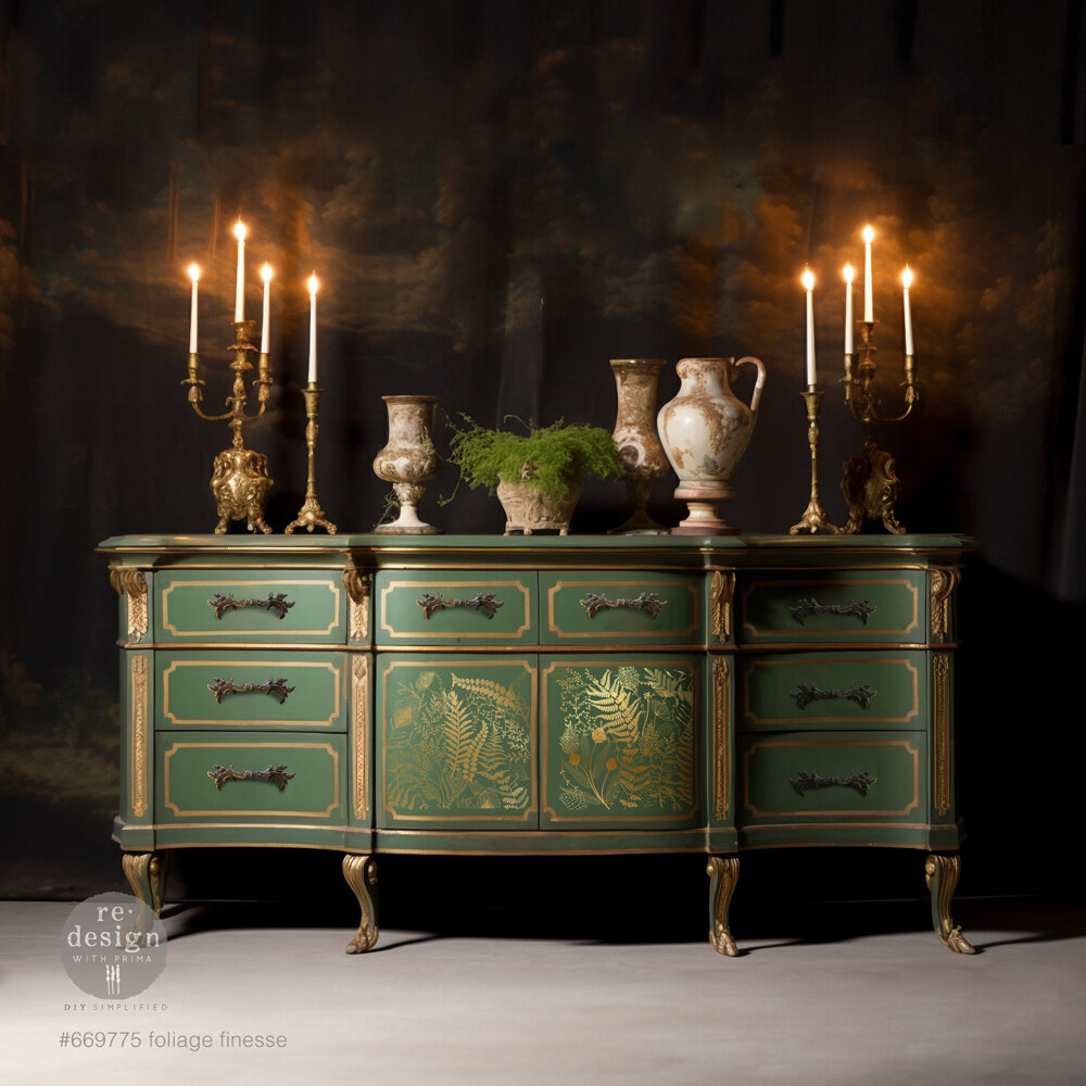 Re-Design with Prima Kacha Gold Foil Foliage Finesse 18x24 Inch Decor Transfers (669775) Re-Design with Prima Kacha Gold Foil Foliage Finesse 18x24 Inch Decor Transfers (669775)