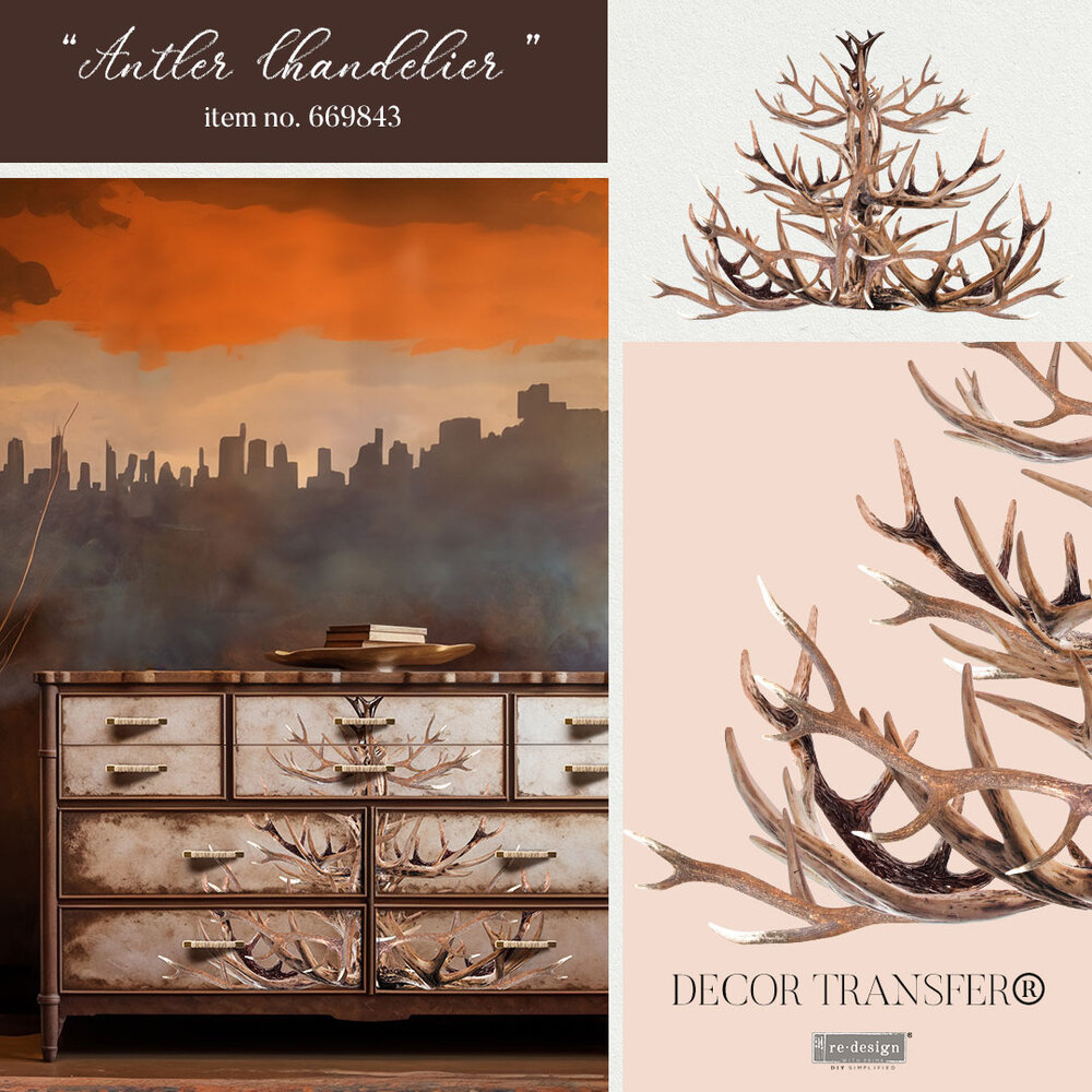 Re-Design with Prima Antler Chandelier 24x35 Inch Decor Transfers (2pcs) (669843) (DISCONTINUED)
