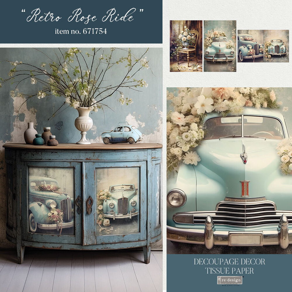 Re-Design with Prima Retro Rose Ride 19.5x30 Inch Tissue Paper (3pcs) (671754) (DISCONTINUED) Re-Design with Prima Retro Rose Ride 19.5x30 Inch Tissue Paper (3pcs) (671754) (DISCONTINUED)