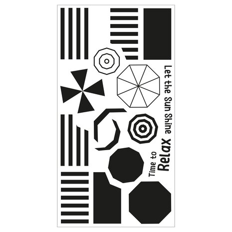 Sizzix Clear Stamps by Catherine Pooler Beach Blankets & Brellas (16pcs) (666655) (DISCONTINUED)