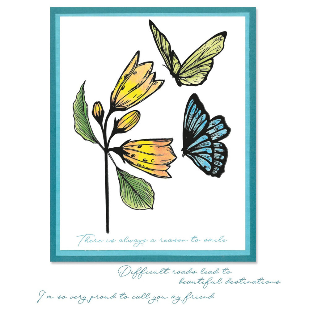 Sizzix Clear Stamps w/Stencil by Stacey Park Cosmopolitan, Farfallina (8+1pcs) (666643)