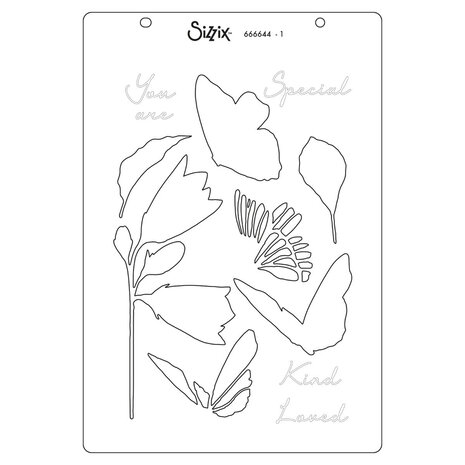 Sizzix Clear Stamps w/Stencil by Stacey Park Cosmopolitan, Farfallina (8+1pcs) (666643)