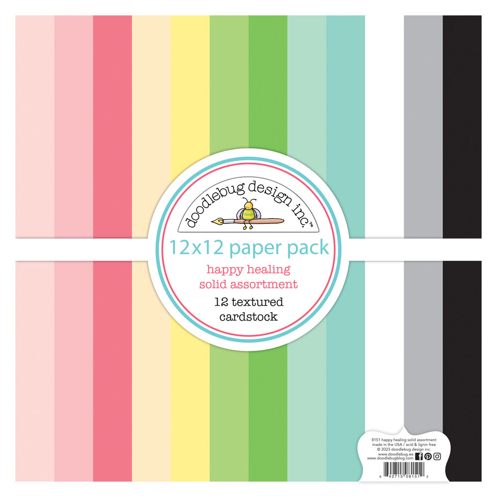 Doodlebug Design Happy Healing 12x12 Inch Textured Cardstock Assortment Pack (8151) (DISCONTINUED) Doodlebug Design Happy Healing 12x12 Inch Textured Cardstock Assortment Pack (8151) (DISCONTINUED)