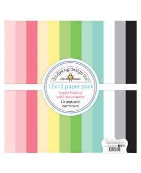Doodlebug Design Happy Healing 12x12 Inch Textured Cardstock Assortment Pack (8151) (DISCONTINUED)