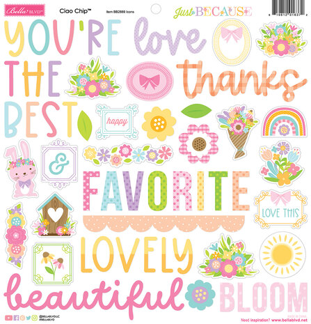 Bella BLVD Just Because Ciao Chipboard Icons (BB2889) (DISCONTINUED)
