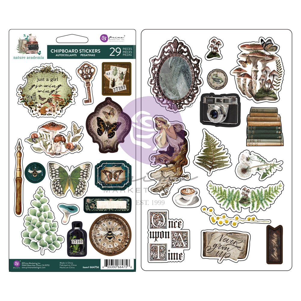 Prima Marketing Nature Academia Chipboard Stickers (29pcs) (664756) (DISCONTINUED)