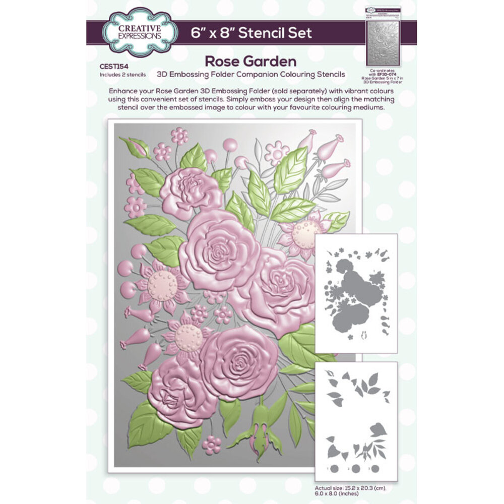 Creative Expressions Companion Colouring Stencil Rose Garden (2pcs) (CEST154) (OUTLET)