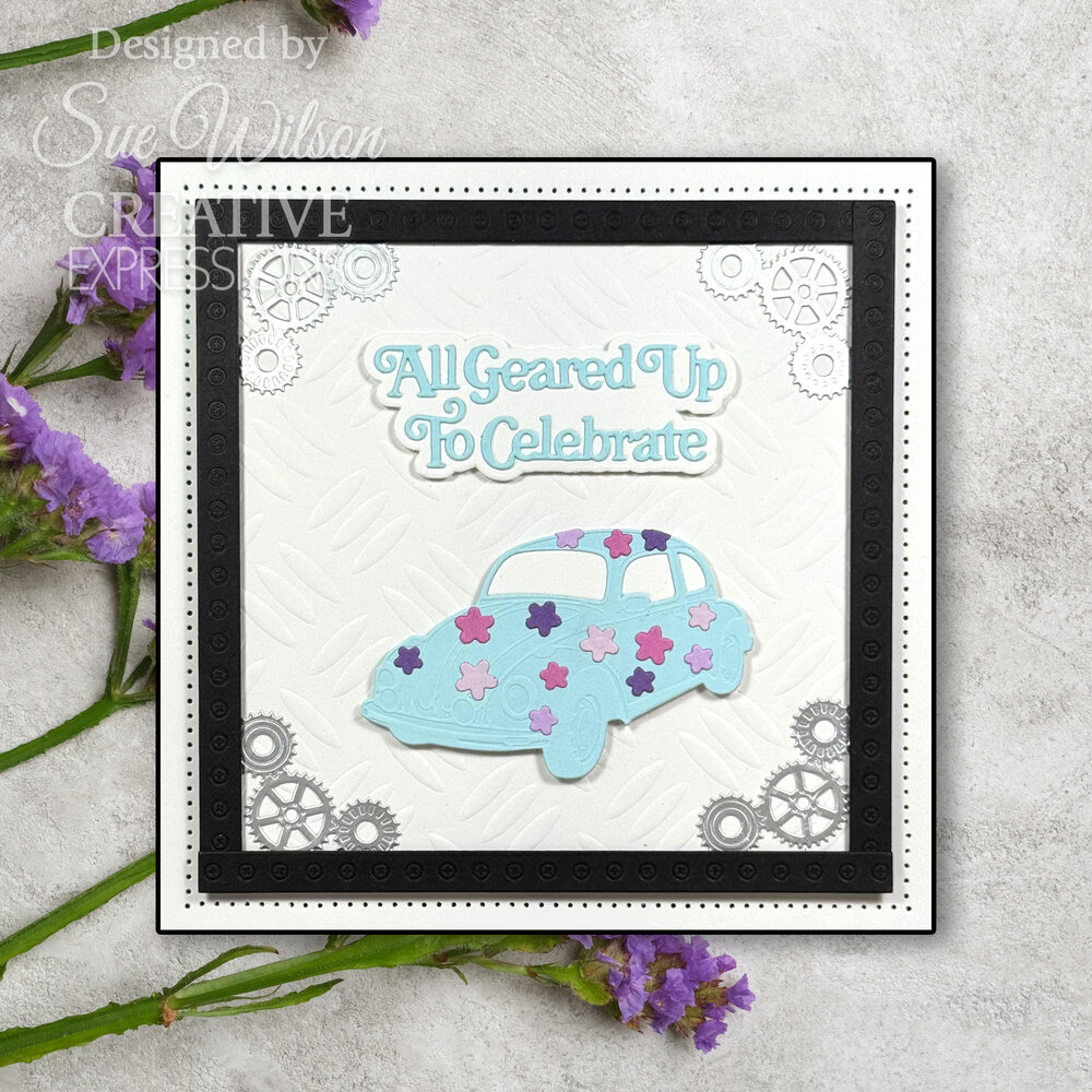 Creative Expressions Sue Wilson Craft Die Mini Shadowed Sentiments All Geared Up To Celebrate (CEDSS048) (OUTLET)