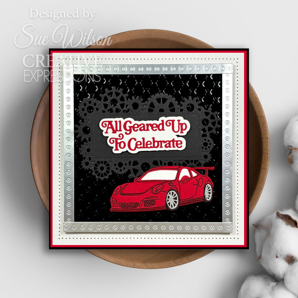 Creative Expressions Sue Wilson Craft Die Mini Shadowed Sentiments All Geared Up To Celebrate (CEDSS048) (OUTLET)