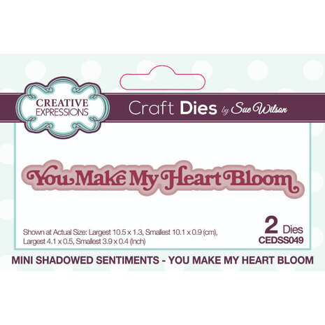 Creative Expressions Sue Wilson Craft Die Mini Shadowed Sentiments You Make My Heart Bloom (CEDSS049) (OUTLET)