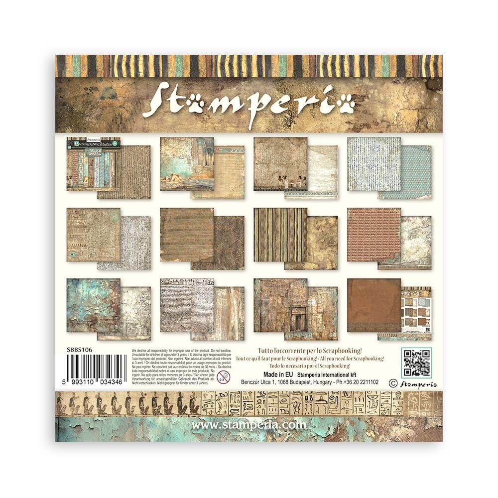 Stamperia Land of Pharaohs Backgrounds 8x8 Inch Paper Pack (SBBS106) Stamperia Land of Pharaohs Backgrounds 8x8 Inch Paper Pack (SBBS106)