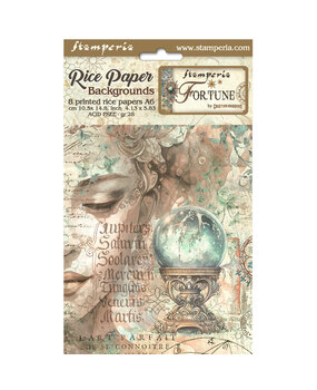 Stamperia Fortune A6 Rice Paper Backgrounds (8pcs) (DFSAK6022) Stamperia Fortune A6 Rice Paper Backgrounds (8pcs) (DFSAK6022)
