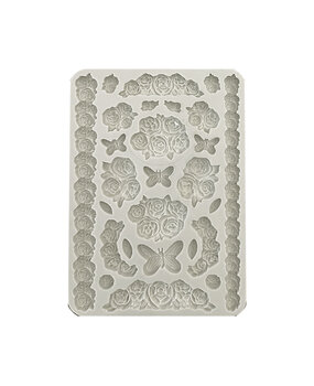 Stamperia Shabby Rose Silicon Mould A5 Roses and Butterfly (KACMA529)