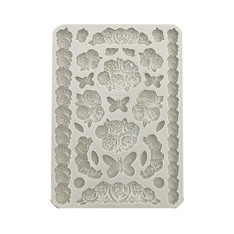 Stamperia Shabby Rose Silicon Mould A5 Roses and Butterfly (KACMA529)