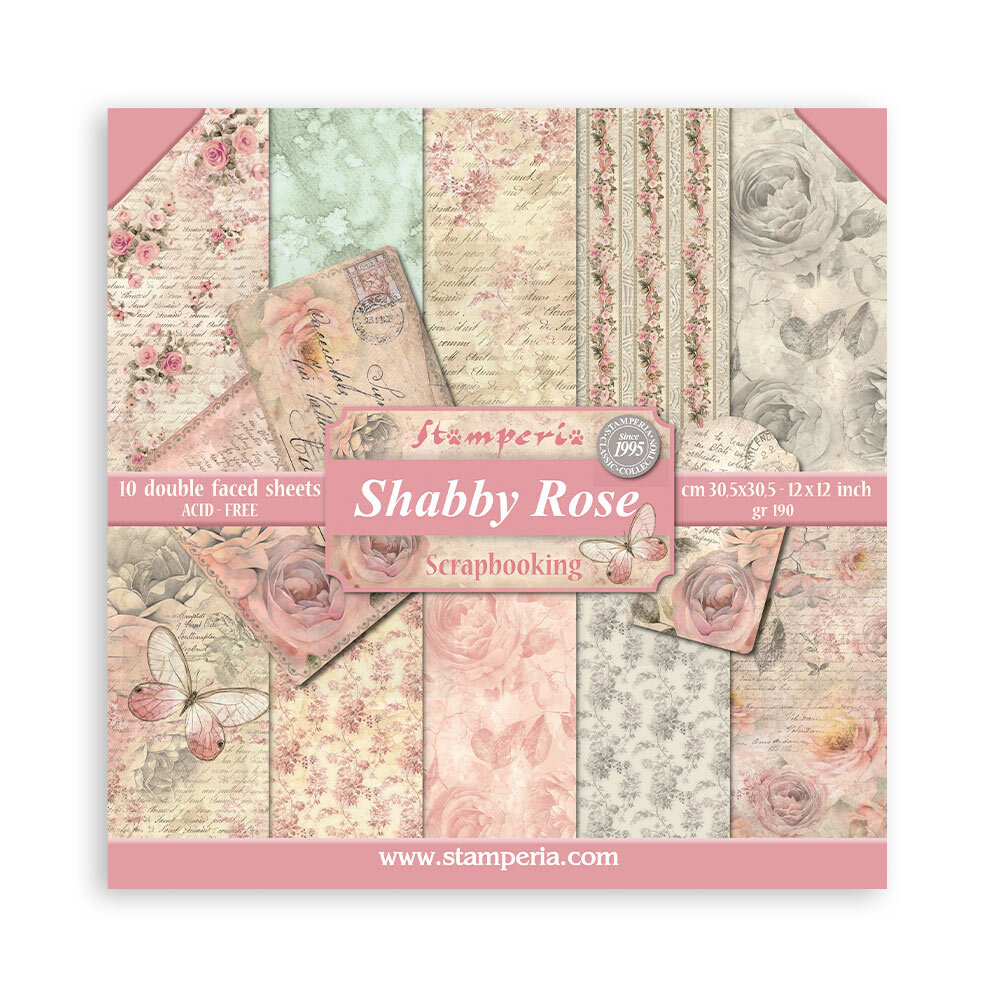 Stamperia Shabby Rose 12x12 Inch Paper Pack (SBBL12)