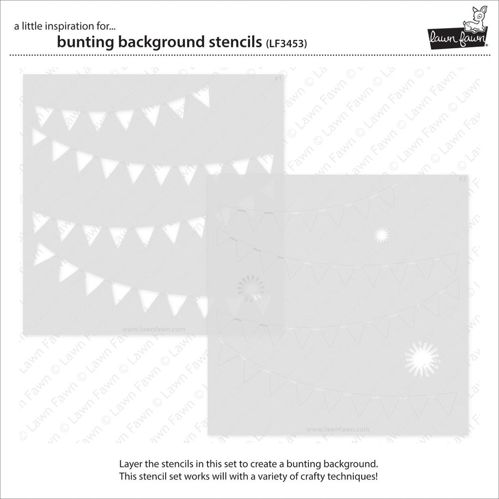 Lawn Fawn Bunting Background Lawn Clippings Stencils (3pcs) (LF3453) (DISCONTINUED)