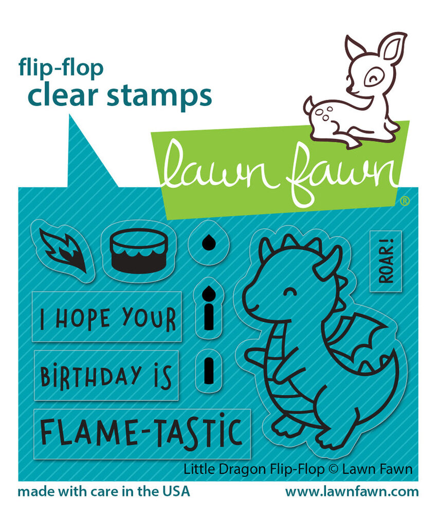 Lawn Fawn Little Dragon Flip Flop Clear Stamps (LF3427) (DISCONTINUED)