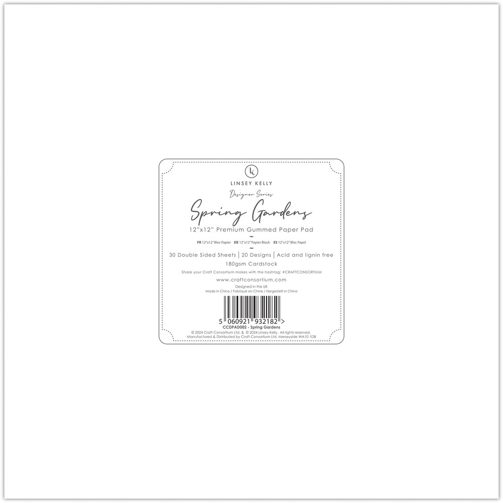 Craft Consortium Spring Gardens 12x12 Inch Paper Pad (CCDPAD002) Craft Consortium Spring Gardens 12x12 Inch Paper Pad (CCDPAD002)