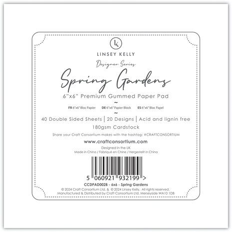Craft Consortium Spring Gardens 6x6 Inch Paper Pad (CCDPAD002B) Craft Consortium Spring Gardens 6x6 Inch Paper Pad (CCDPAD002B)