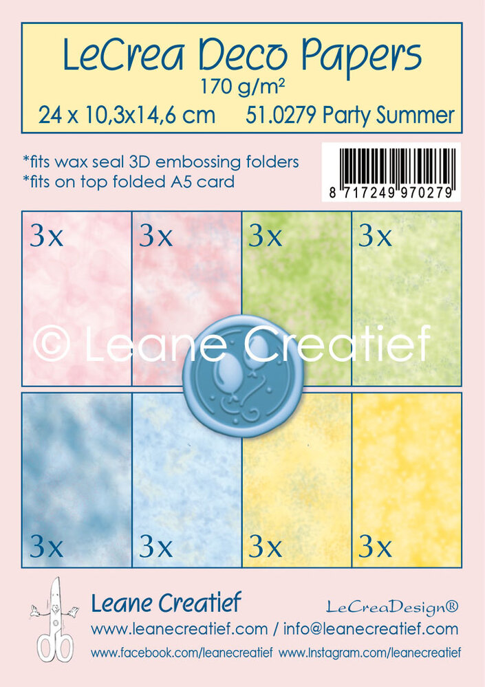 Leane Creatief LeCrea Deco Paper A5 Party & Summer (51.0279) (DISCONTINUED)