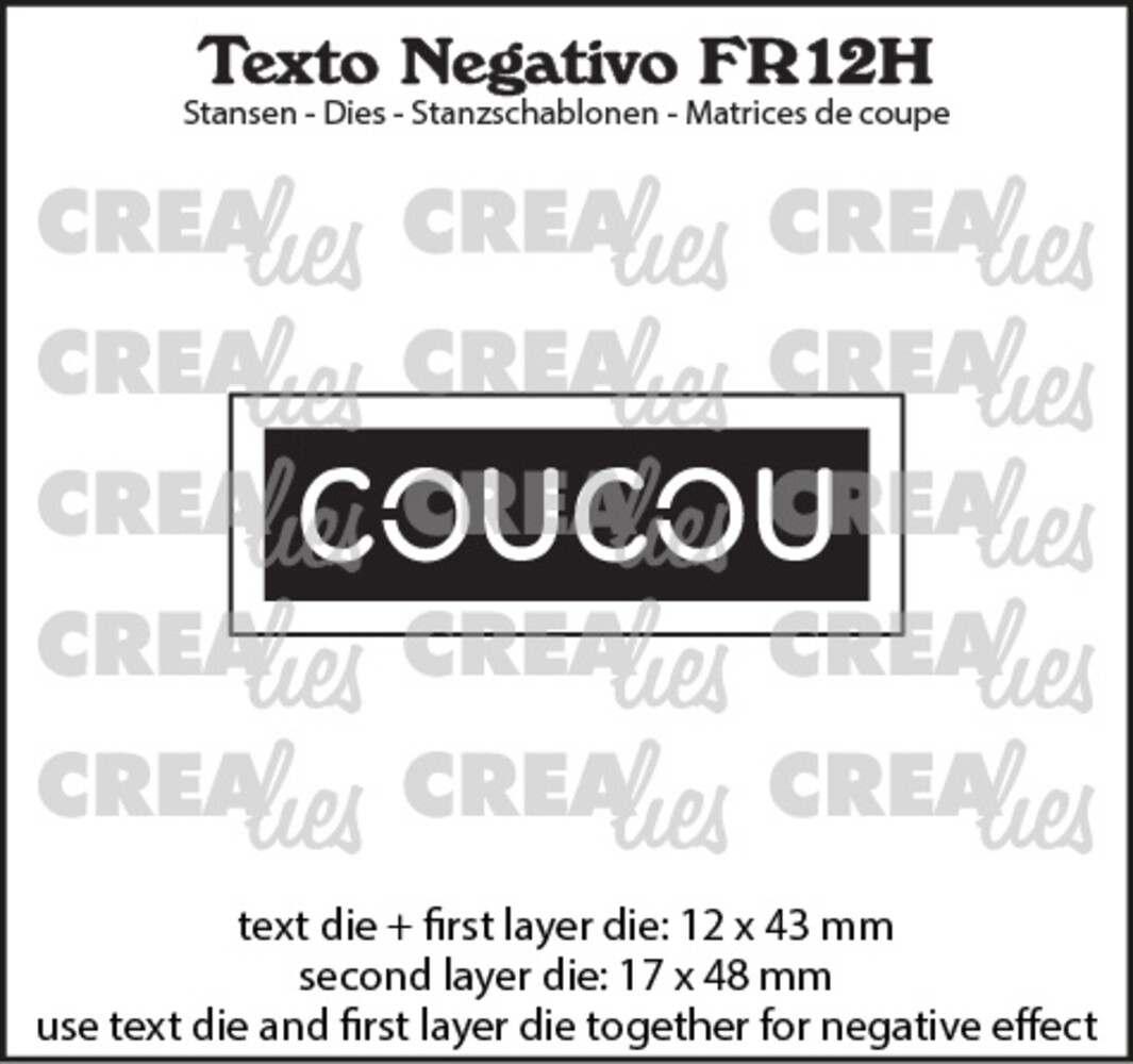 Crealies Texto Negativo Dies French No. 12H Coucou (FR12H) Crealies Texto Negativo Dies French No. 12H Coucou (FR12H)