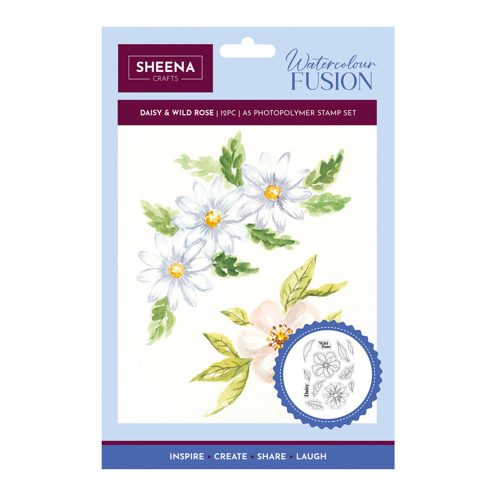 Crafter's Companion Watercolour Fusion Stamp Daisy and Wild Rose (SD-WF-STP-DWRO) (DISCONTINUED)