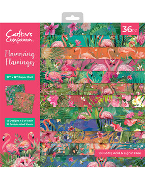 Crafter's Companion Flamazing Flamingos 12x12 Inch Paper Pad (FLFL-PAD12)