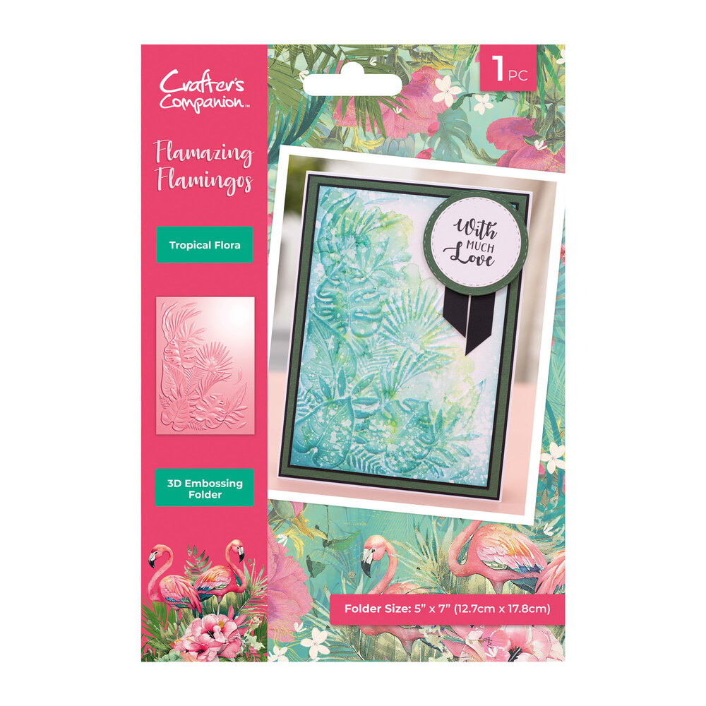 Crafter's Companion Flamazing Flamingos Embossing Folder Tropical Flora (FLFL-3D-EF5-TF) (DISCONTINUED) Crafter's Companion Flamazing Flamingos Embossing Folder Tropical Flora (FLFL-3D-EF5-TF) (DISCONTINUED)
