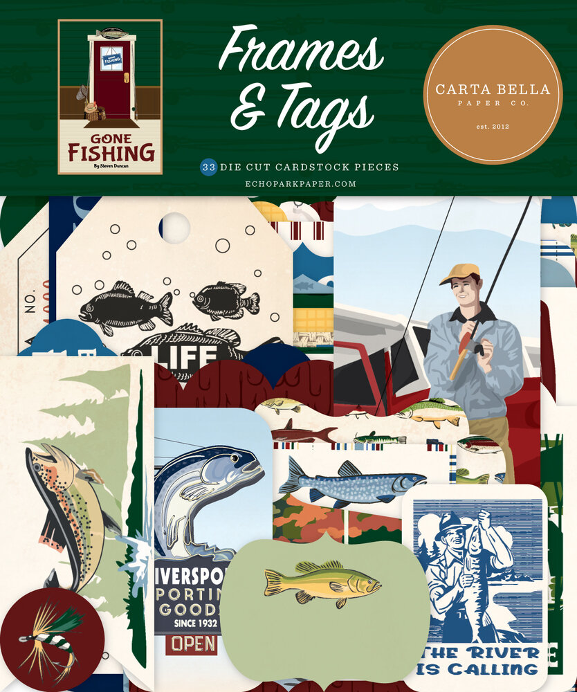 Carta Bella Gone Fishing Frames & Tags (CBGF374025) (OUTLET) Carta Bella Gone Fishing Frames & Tags (CBGF374025) (OUTLET)
