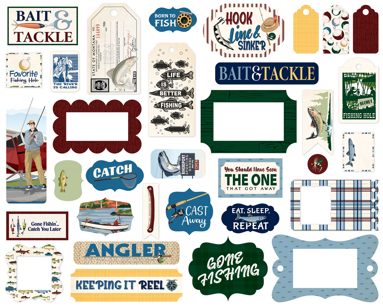 Carta Bella Gone Fishing Frames & Tags (CBGF374025) (OUTLET) Carta Bella Gone Fishing Frames & Tags (CBGF374025) (OUTLET)