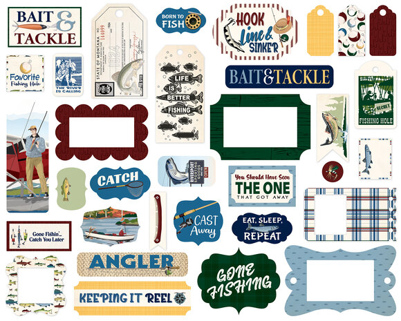 Carta Bella Gone Fishing Frames & Tags (CBGF374025) (OUTLET) Carta Bella Gone Fishing Frames & Tags (CBGF374025) (OUTLET)