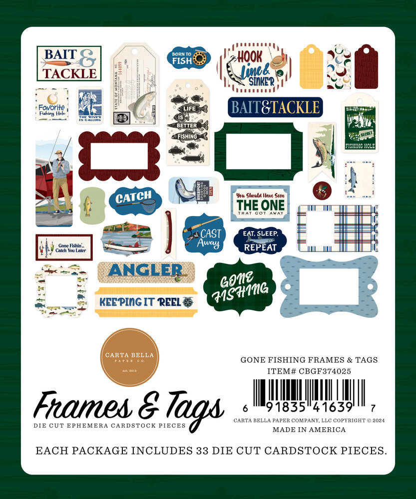 Carta Bella Gone Fishing Frames & Tags (CBGF374025) (OUTLET) Carta Bella Gone Fishing Frames & Tags (CBGF374025) (OUTLET)
