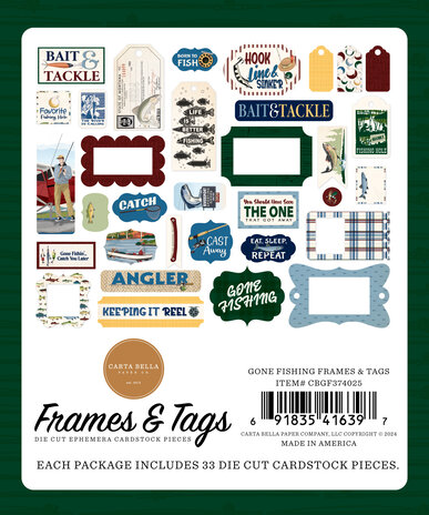 Carta Bella Gone Fishing Frames & Tags (CBGF374025) (OUTLET) Carta Bella Gone Fishing Frames & Tags (CBGF374025) (OUTLET)