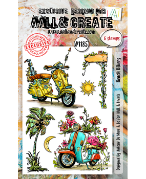 Aall and Create Stamp Set A6 Beach Bikers (AALL-TP-1185)