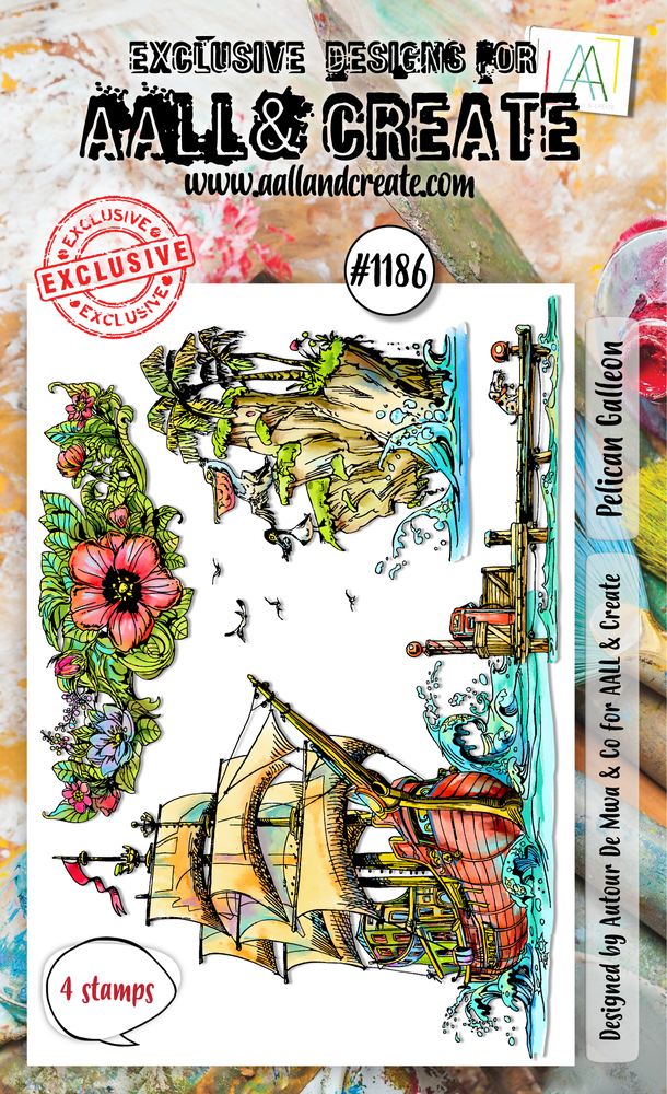 Aall and Create Stamp Set A6 Pelican Galleon (AALL-TP-1186)