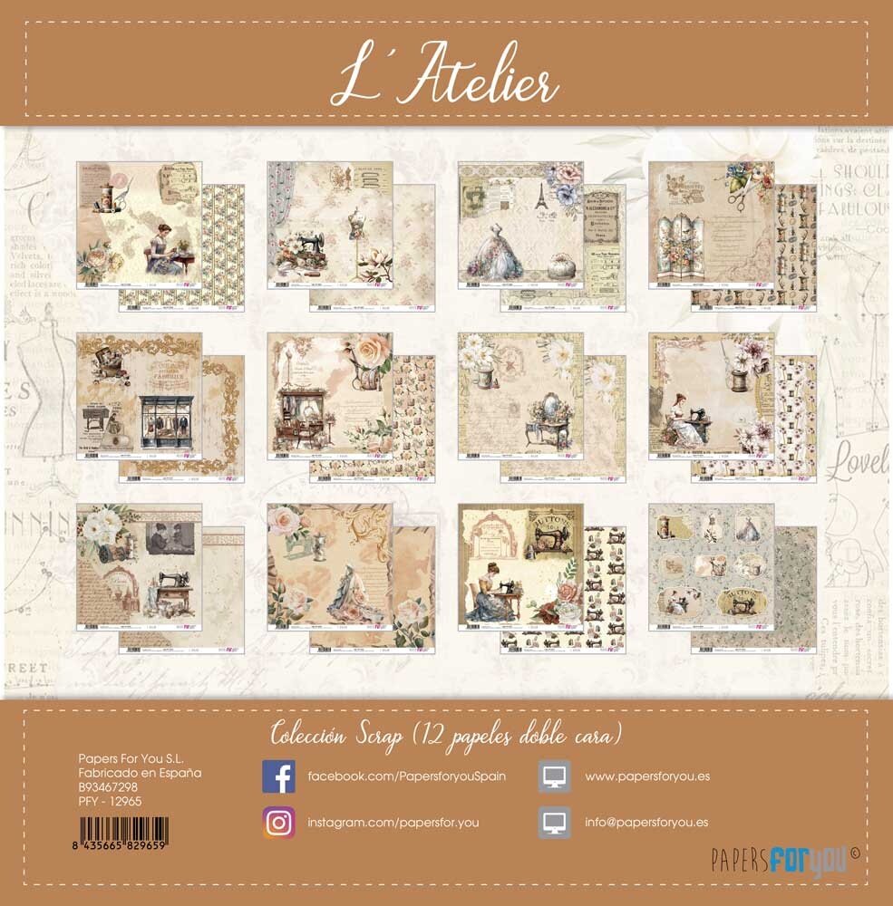 Papers For You L'Atelier Scrap Paper Pack (12pcs) (PFY-12965)
