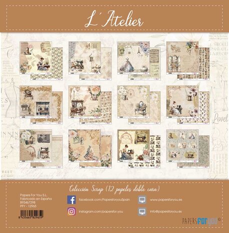 Papers For You L'Atelier Scrap Paper Pack (12pcs) (PFY-12965)