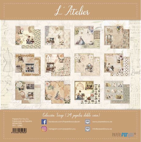 Papers For You L'Atelier Mini Scrap Paper Pack (24pcs) (PFY-12979)