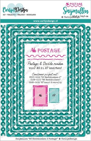 CarlijnDesign Snijmallen A6 Rechthoeken 3 Postage (CDSN-0256)