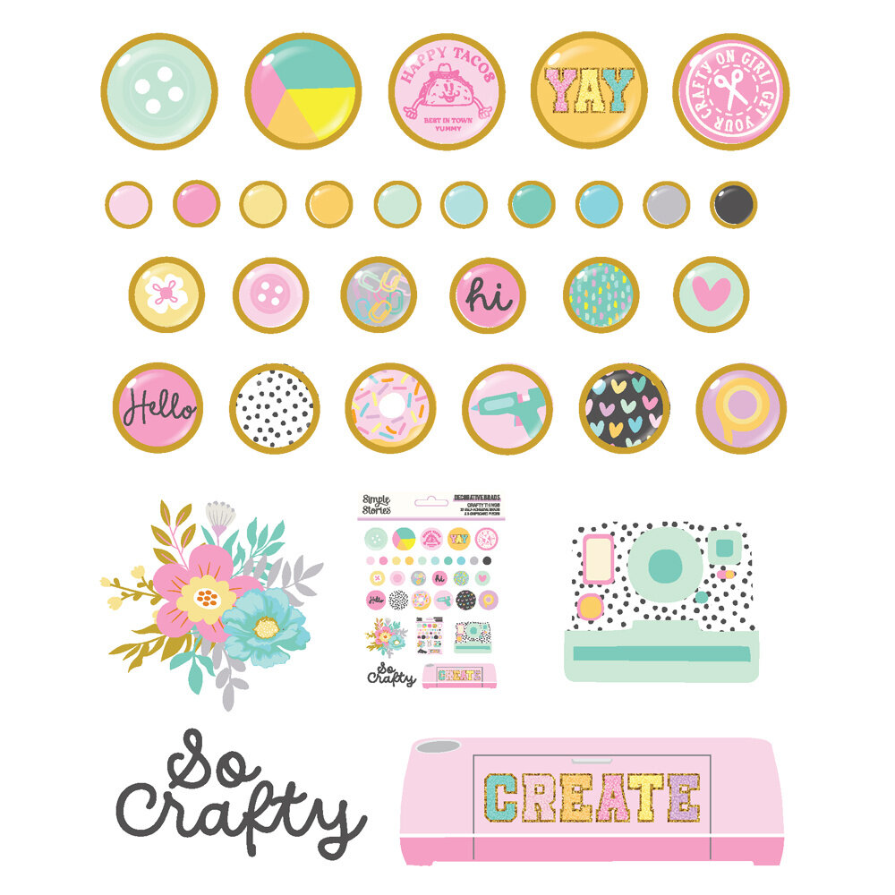 Simple Stories Crafty Things Decorative Brads (22528) (DISCONTINUED)