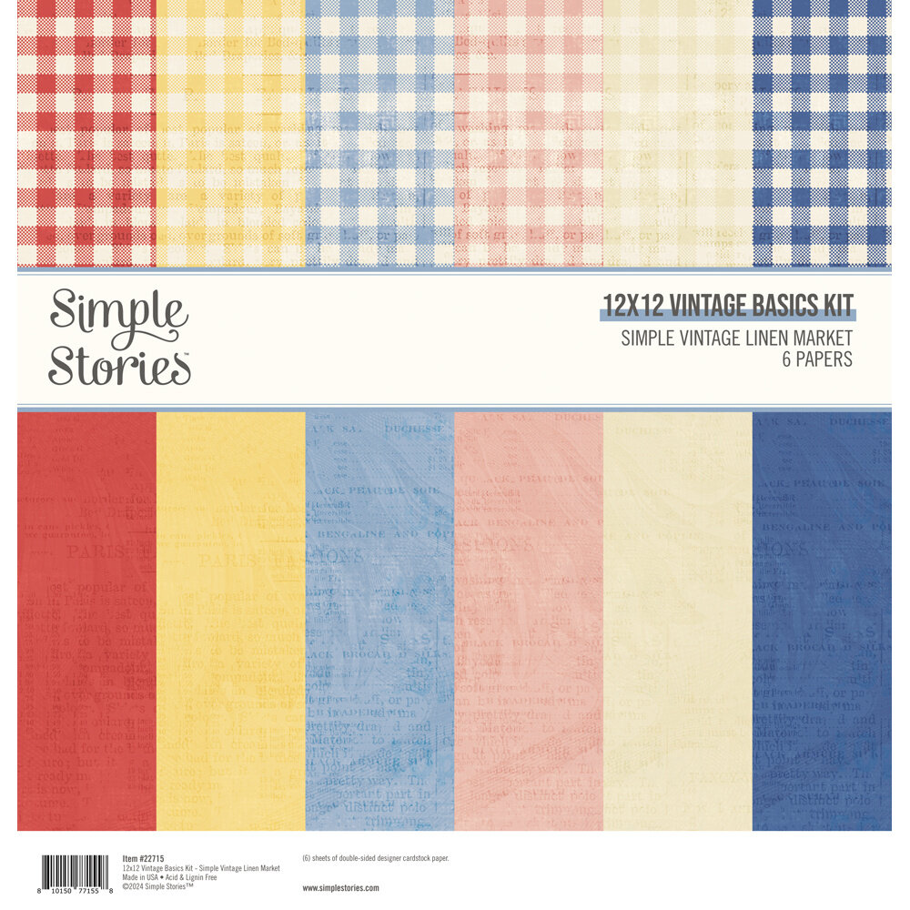 Simple Stories Simple Vintage Linen Market 12x12 Inch Vintage Basics Kit (22715)