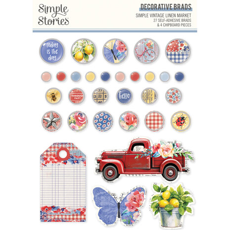 Simple Stories Simple Vintage Linen Market Decorative Brads (22732) (DISCONTINUED)