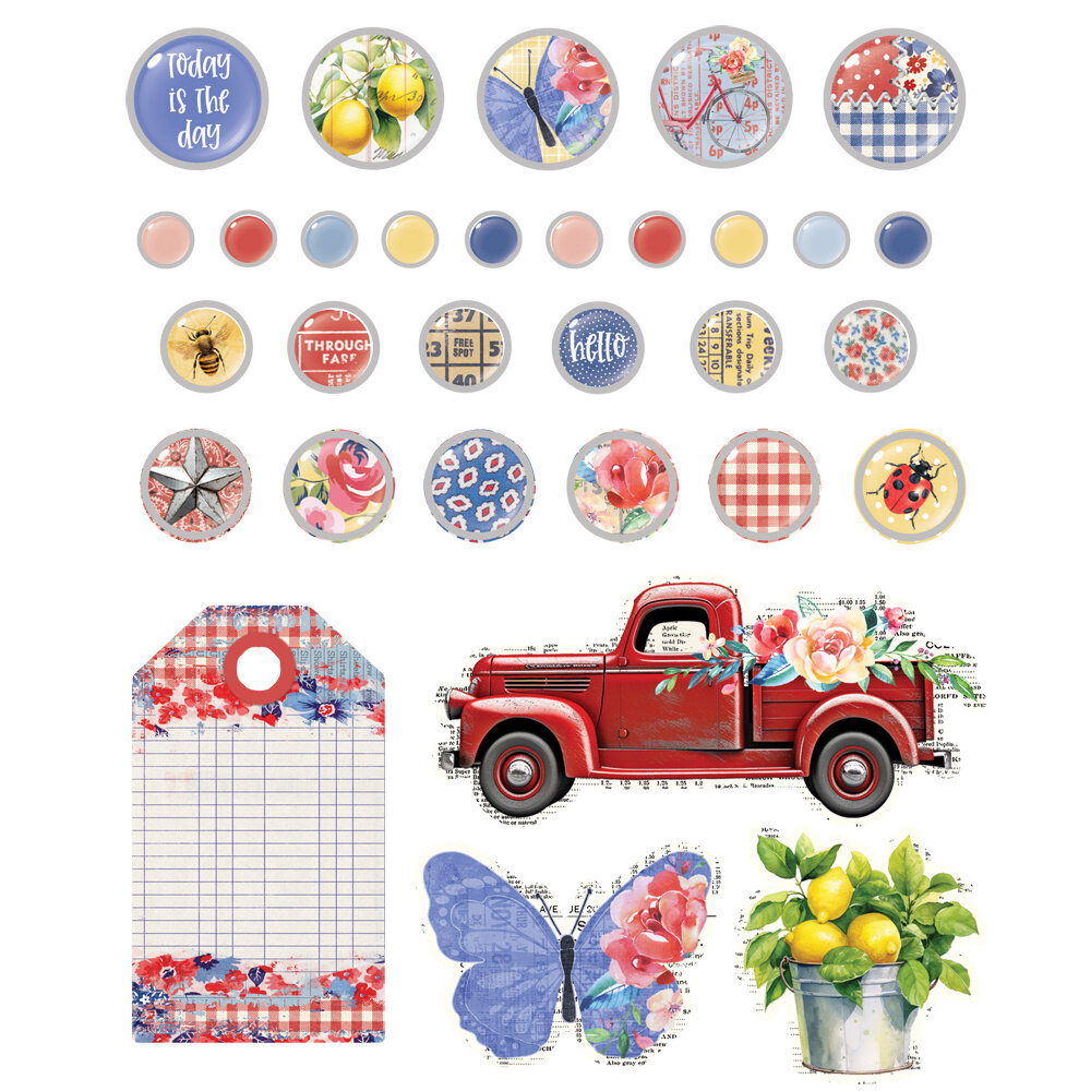 Simple Stories Simple Vintage Linen Market Decorative Brads (22732) (DISCONTINUED)