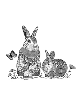 Crafty Individuals Two Happy Bunnies Unmounted Rubber Stamps (CI-644) (OUTLET)