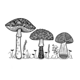 Crafty Individuals Happy Mushrooms Unmounted Rubber Stamps (CI-647) (OUTLET)