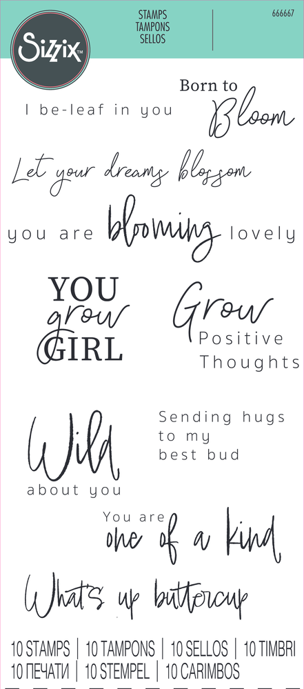 Sizzix Clear Stamps Born to Bloom (10pcs) (666667) (OUTLET)