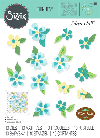 Sizzix Thinlits Die by Eileen Hull Painterly Blooms & Background (10pcs) (666689)